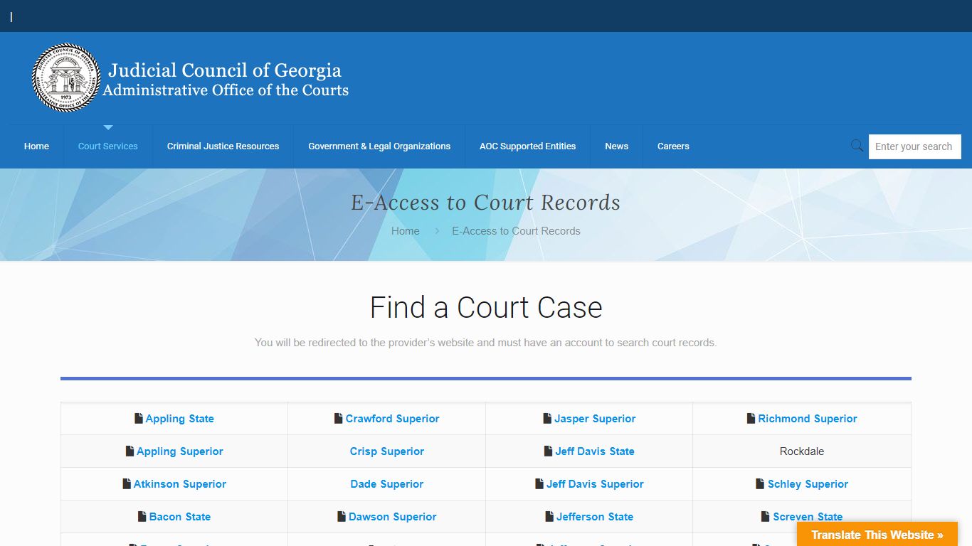 E-Access to Court Records – Georgia Judicial Gateway